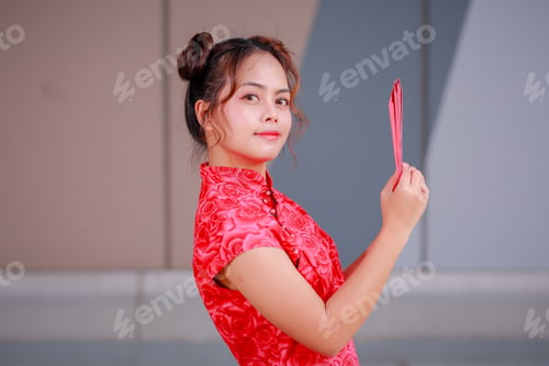 Preview: Big Summer Sale Chinese New Year Festival! Beautiful Gorgeous Asian Woman In Traditional Chinese