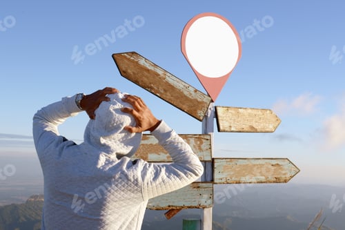 Preview: Young Man Is Confused With The Guidepost.