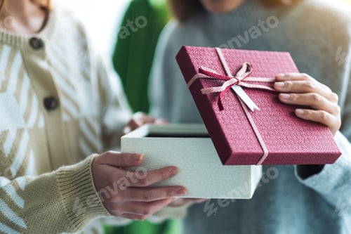 Preview: Two Young Women Opening A Gift Box Together