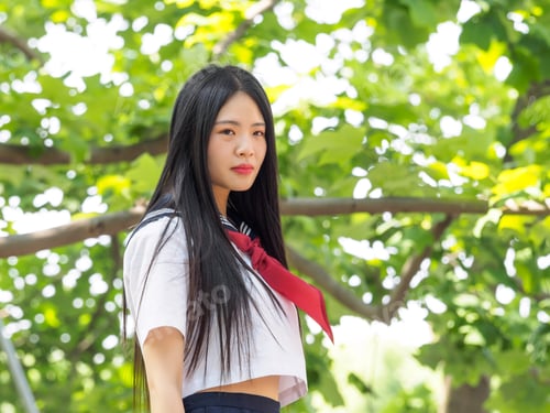 Preview: Asian Girl Student In School Uniform Japanese Style.