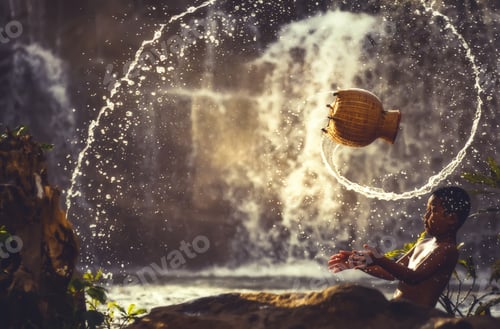 Preview: Lifestyle Of Asian Boy In The Field Countryside Of Thailand.Children Enjoy Playing Splash The Water