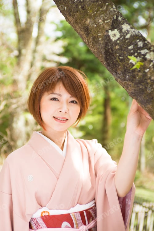 Preview: Woman And Cherry Blossoms Of The Japanese Kimono