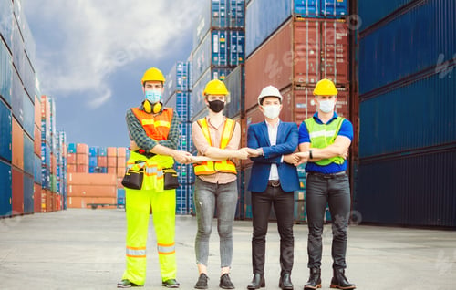 Preview: Success Connection And Teamwork Concept, Business People Engineer And Worker Team Wearing