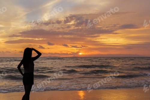 Preview: Woman Looking In The Sunset