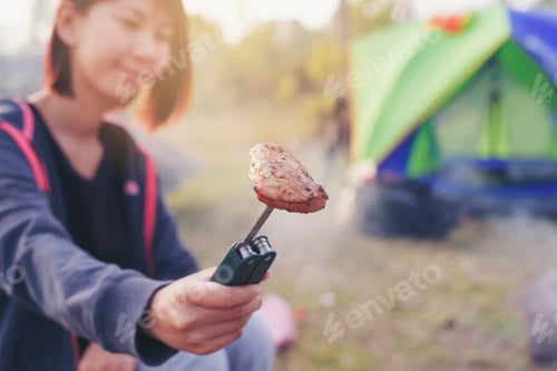 Preview: Friends Camping Eating Food,Friendship Traveling Camping Concept