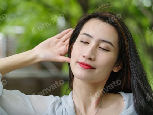 Preview: Young Woman Trying To Listen Something In Nature.