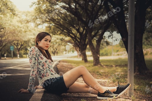 Preview: Beautiful Thai Woman Very Sad From Unrequited Love,Heartbreak Asian Woman Vintage Style,Broken