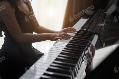 Preview: Hand Kids Practice Play Piano For Up Skill Of Music Ability For Future Occupation.