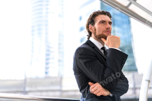 Preview: Smart Business Man Standing Looking Future. Concept Of Communication.