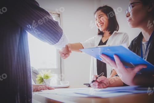 Preview: Two Confident Business Man Shaking Hands During A Meeting In The Office, Success, Dealing, Greeting