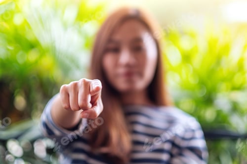Preview: Closeup Image Of A Woman Pointing Finger At You