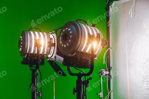 Visualização: Equipamento de iluminação no set de perto