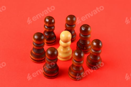 Preview: Abstract Art Concept Of An Ideological Leader And Organizer Of Management Based On Chess Pawns