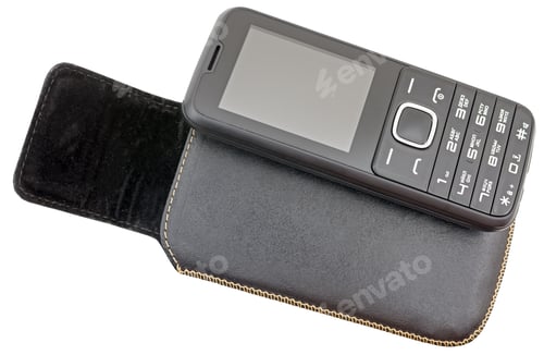 Preview: Mobile Phone And Case On A White Background