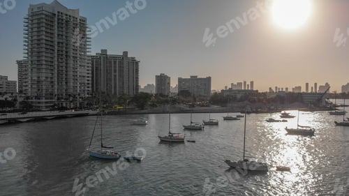 Preview: Aerial View Of Miami Beach And Venetian Way At Sunset.