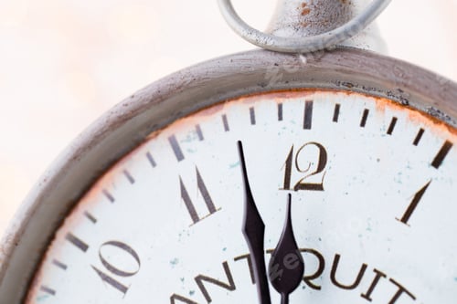 Preview: Abstract Background With Fireworks And Clock Close To Midnight. Christmas And Happy New Years Eve