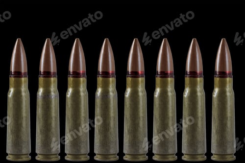 Preview: Tracer Cartridge 7.62 Mm On A Black Background, Isolated.