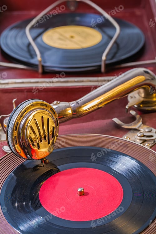 Preview: Very Close Up View On Gramophone