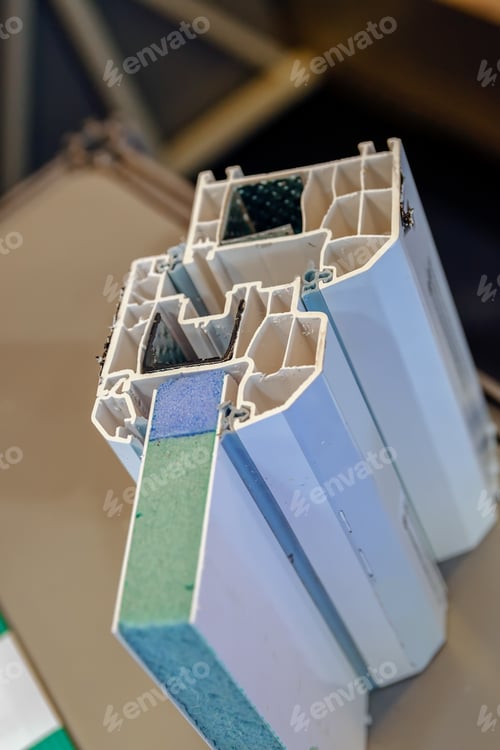 Preview: Cross Section Of Pvc Profile For Window; Note Shallow Depth Of Field