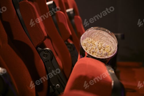 Preview: Popcorn On A Chair In The Cinema Auditorium. Bankruptcy Of Entertainment Companies During The Flu