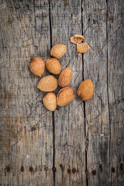Preview: Fresh Raw Almonds On A Wooden Background