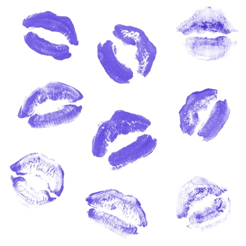 Preview: Female Lips Lipstick Kiss Print Set For Valentine Day And Love Collection Isolated On White