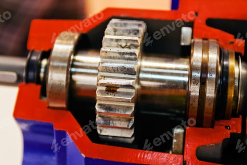 Preview: Gearbox On Large Electric Motor At Industrial Equipment Plant