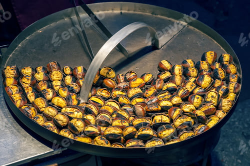 Preview: Roasting Chestnuts At Streets Of Rome, Italy. Vintage Style.