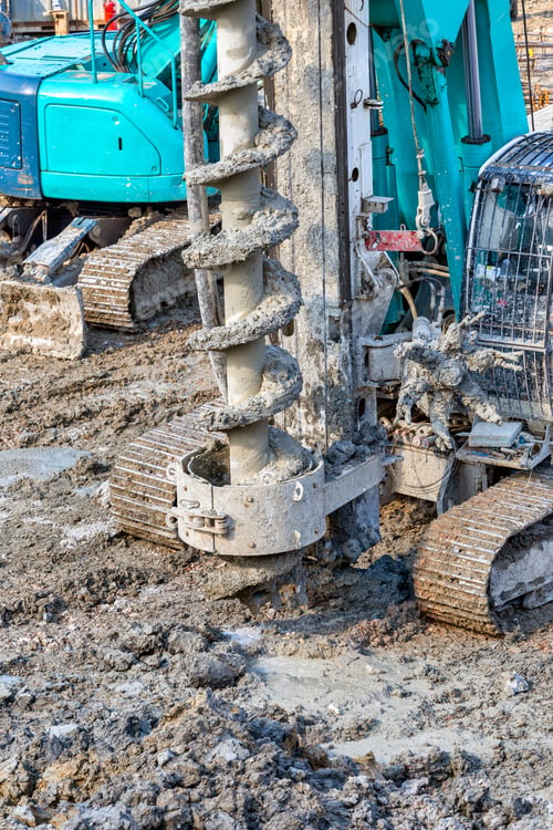 Preview: Big Drilling Machine For Drilling Holes In The Ground At The Construction Site.