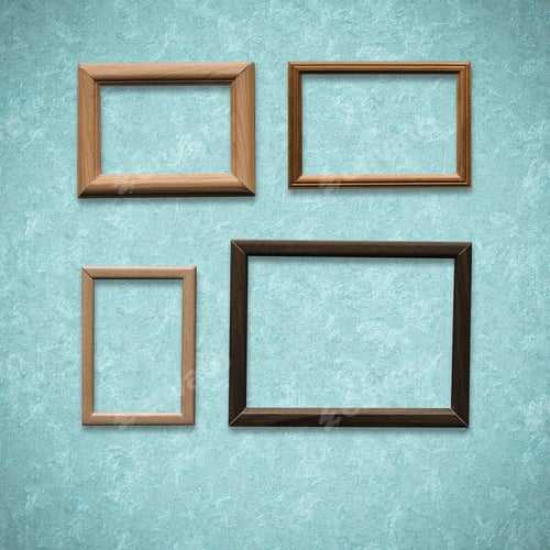 Preview: Old Wooden Frames On Old Blue Wall
