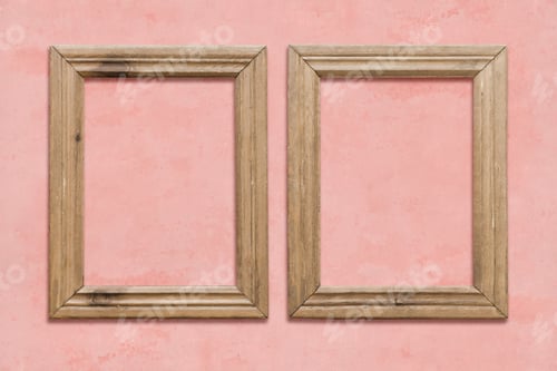 Preview: Old Wooden Frames On Pink Wall