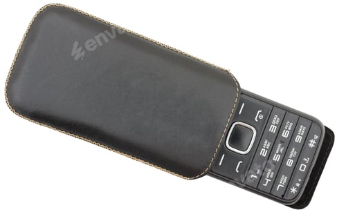 Preview: Mobile Phone In Case On A White Background