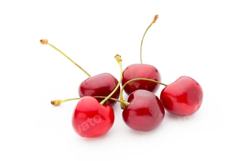 Preview: Cherry, Fresh On A White Background.