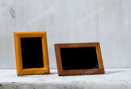 Preview: Photo Frames On Old White Table