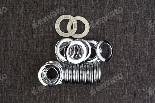 Preview: Glossy Nickel-Plated Or Chrome-Plated Eyelets For Attaching Curtains In The Design Workshop