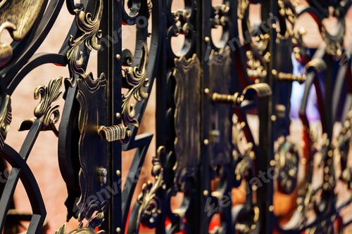 Preview: Details Of Structure And Ornaments Of Wrought Iron Fence And Gate