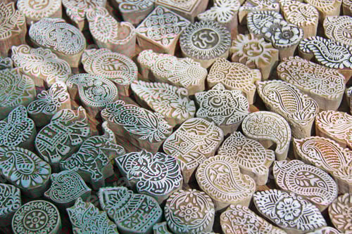 Preview: Wooden Stamps Printing Blocks Hand Carved By Artisans In India. Henna Stamps For Decorating The