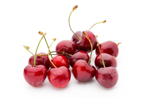 Preview: Cherry, Fresh On A White Background.