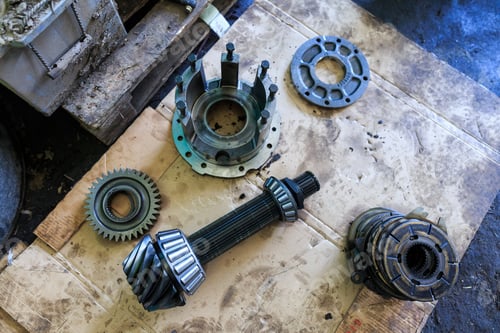 Preview: Metal Spare Parts: Bearings, Gears, Shaft, Gear Shaft. Spare Parts Of Disassembled Engines Of Large
