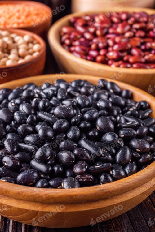 Preview: Fresh Organic Natural Beans On Wooden Rustic Background