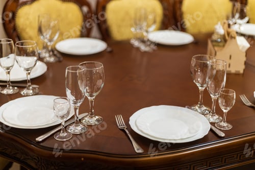 Preview: Abstract Illustrative Background Of A Typical Food Service Cafe Or Restaurant. Selective Focus With