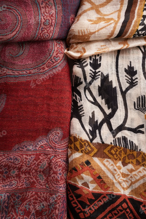 Preview: Colorful Scarves On A White Background In Oriental Style