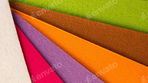Colorful Felt Fabric Pieces Arranged Diagonally