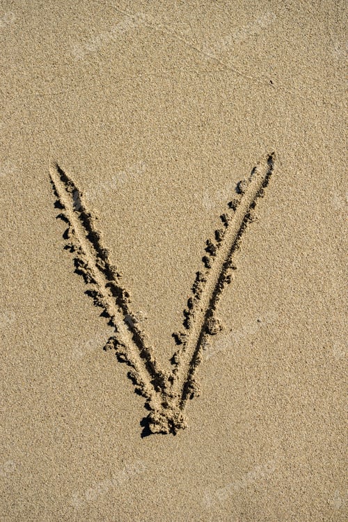 Preview: Alphabet Beach Letters, Letter V Written In Sand.