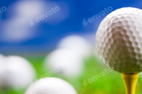 Preview: Golf Ball On The Green Grass. Studio Shot!