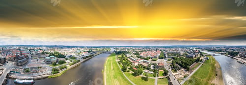 Preview: Panoramic 360 Degrees Aerial View Of Dresden. Altstadt And Neustadt.
