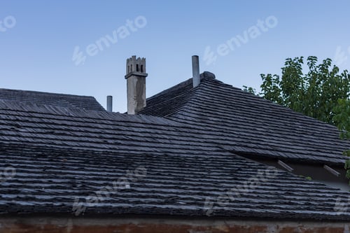 Preview: Old Wooden Authentic Roof Of A Village House. Background