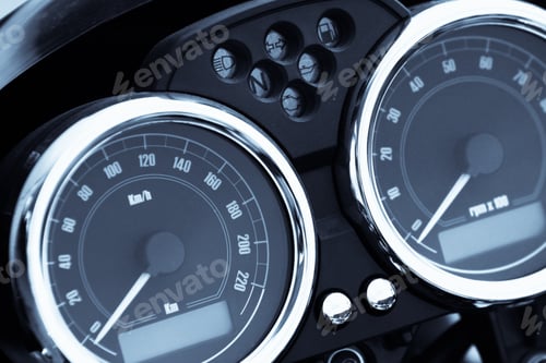 Preview: Color Detail With The Speedometer Of A Motorcycle.