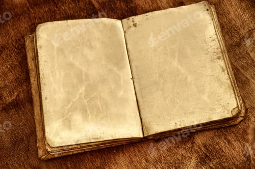 Preview: Opened Vintage Book With Blank Pages.