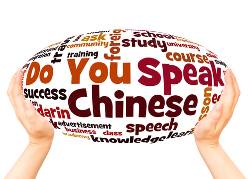 Preview: Do You Speak Chinese Word Cloud Hand Sphere Concept On White Background.